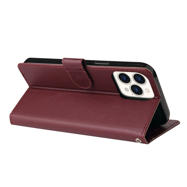 For iPhone 13 Pro Multifunctional Horizontal Flip Leather Case, with Three Card Slot & Holder & Photo Frame & Lanyard (Red Wine) - iPhone 13 Pro Cases by buy2fix | Online Shopping UK | buy2fix