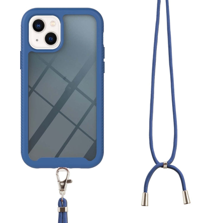 For iPhone 13 mini Starry Sky Solid Color Series Shockproof PC + TPU Protective Case with Neck Strap (Blue) - iPhone 13 mini Cases by buy2fix | Online Shopping UK | buy2fix