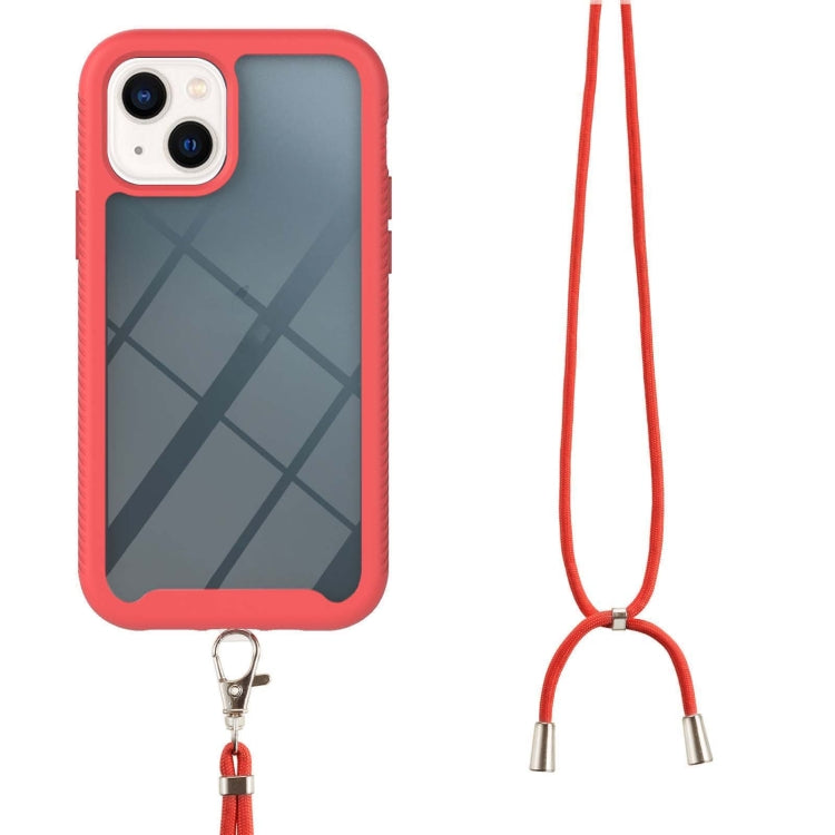 For iPhone 13 Starry Sky Solid Color Series Shockproof PC + TPU Protective Case with Neck Strap(Red) - iPhone 13 Cases by buy2fix | Online Shopping UK | buy2fix