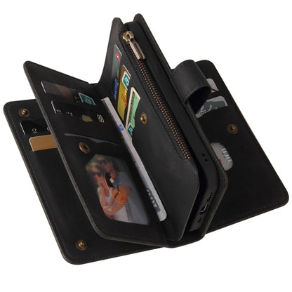 For LG G9 / Velvet Skin Feel PU + TPU Horizontal Flip Leather Case With Holder & 15 Cards Slot & Wallet & Zipper Pocket & Lanyard(Black) - LG by buy2fix | Online Shopping UK | buy2fix