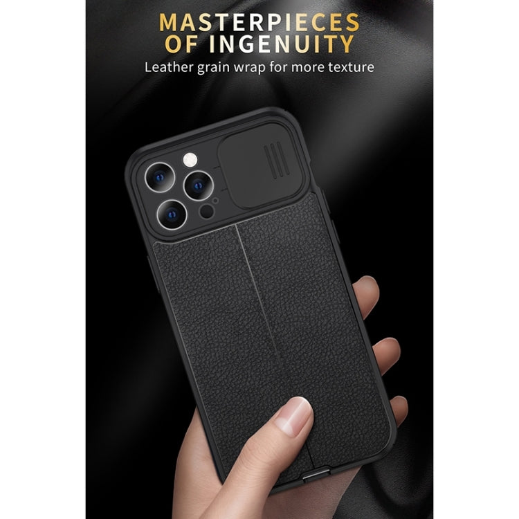 For iPhone 13 mini Litchi Texture Sliding Camshield TPU Protective Case (Black) - iPhone 13 mini Cases by buy2fix | Online Shopping UK | buy2fix