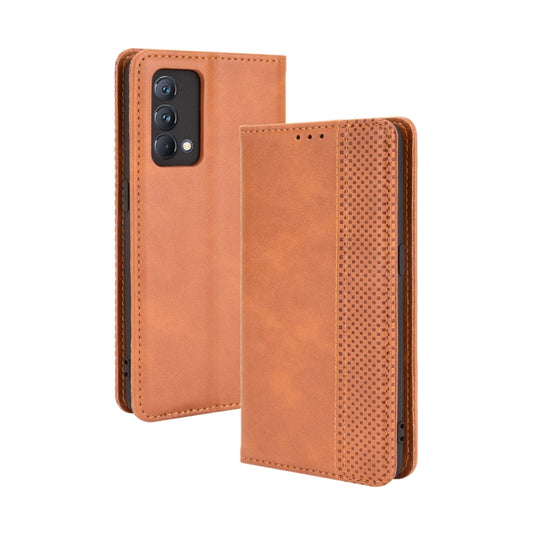For OPPO Realme GT Master Magnetic Buckle Retro Pattern Horizontal Flip Leather Case with Holder & Card Slot & Wallet(Brown) - Realme Cases by buy2fix | Online Shopping UK | buy2fix