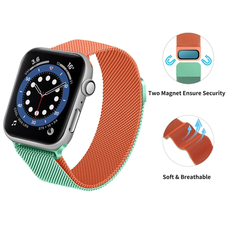 Gradient Color Milan Watch Band For Apple Watch Series 7 41mm/6&SE&5&4 40mm/3&2&1 38mm(Orange Light Blue) - Watch Bands by buy2fix | Online Shopping UK | buy2fix