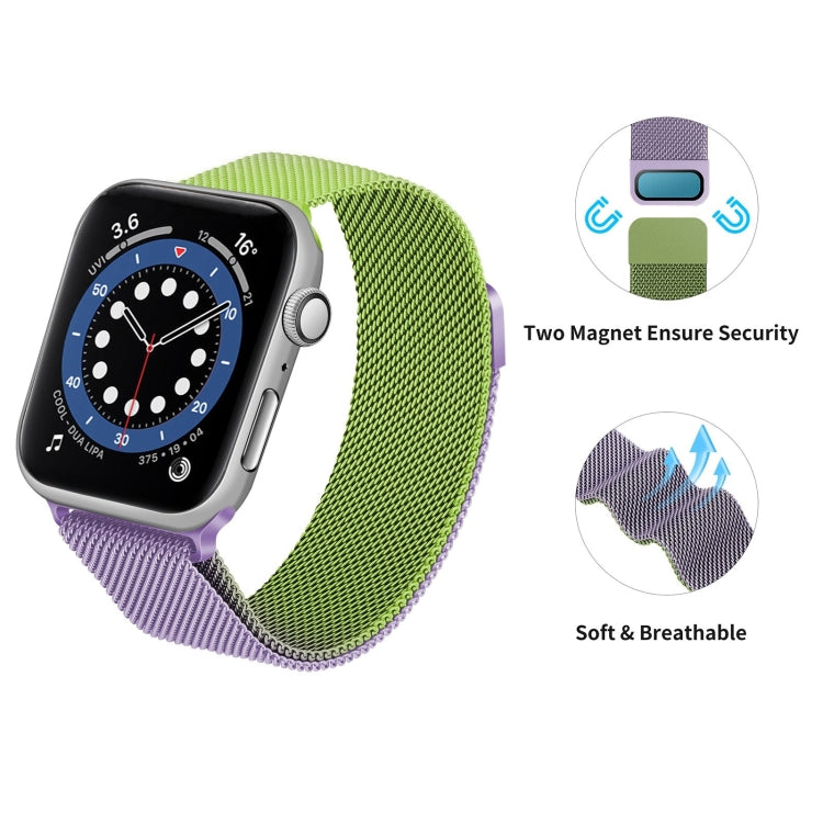 Gradient Color Milan Watch Band For Apple Watch Series 7 45mm/6&SE&5&4 44mm/3&2&1 42mm(Purple Green) - Watch Bands by buy2fix | Online Shopping UK | buy2fix