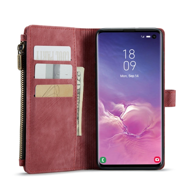 For Samsung Galaxy S10 CaseMe-C30 PU + TPU Multifunctional Horizontal Flip Leather Case with Holder & Card Slot & Wallet & Zipper Pocket(Red) - Galaxy Phone Cases by CaseMe | Online Shopping UK | buy2fix