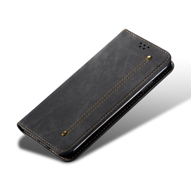 For iPhone X / XS Denim Texture Casual Style Horizontal Flip Leather Case with Holder & Card Slots & Wallet(Black) - More iPhone Cases by buy2fix | Online Shopping UK | buy2fix