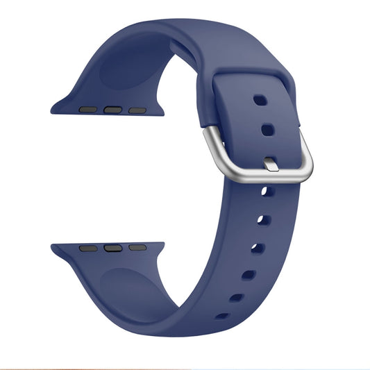 Single-color Silicone Buckle Strap Watch Band For Apple Watch Series 9&8&7 41mm / SE 3&SE 2&6&SE&5&4 40mm / 3&2&1 38mm(Navy Blue) - Watch Bands by buy2fix | Online Shopping UK | buy2fix