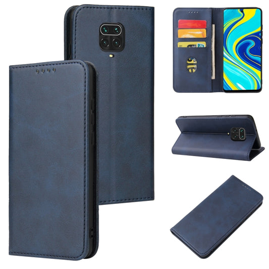 For Xiaomi Redmi Note 9 Pro Calf Texture Magnetic Horizontal Flip Leather Case with Holder & Card Slots & Wallet(Blue) - Xiaomi Cases by buy2fix | Online Shopping UK | buy2fix