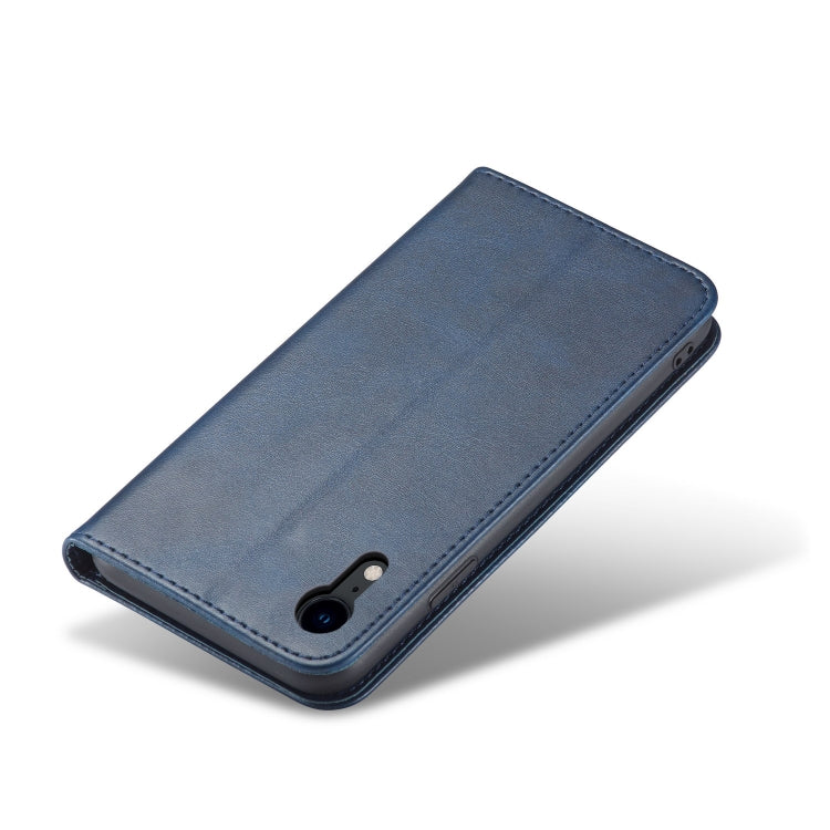 For iPhone XR Calf Texture Magnetic Horizontal Flip Leather Case with Holder & Card Slots & Wallet(Blue) - More iPhone Cases by buy2fix | Online Shopping UK | buy2fix