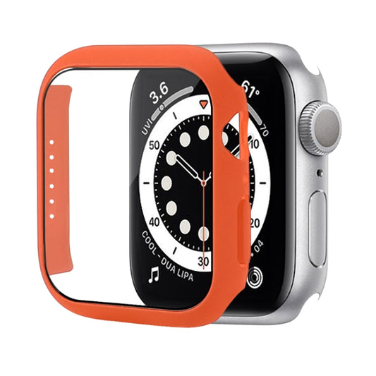 Shockproof PC Protective Case with Tempered Glass Film For Apple Watch Series 8 / 7 41mm(Orange) - Watch Cases by buy2fix | Online Shopping UK | buy2fix