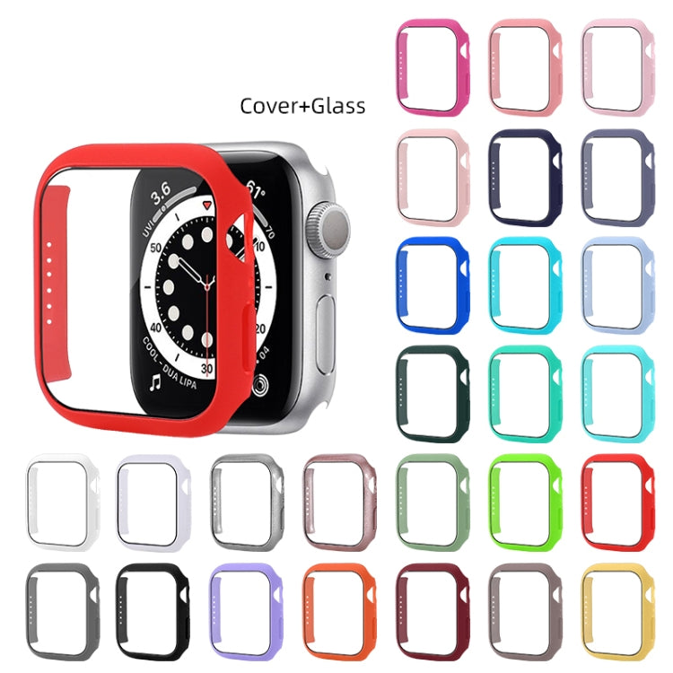 Shockproof PC Protective Case with Tempered Glass Film For Apple Watch Series 8 / 7 41mm(White) - Watch Cases by buy2fix | Online Shopping UK | buy2fix