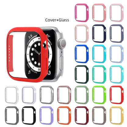 Shockproof PC Protective Case with Tempered Glass Film For Apple Watch Series 8 / 7 41mm(Wine Red) - Watch Cases by buy2fix | Online Shopping UK | buy2fix