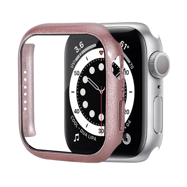Shockproof PC Protective Case with Tempered Glass Film For Apple Watch Series 8 / 7 45mm(Rose Gold) - Watch Cases by buy2fix | Online Shopping UK | buy2fix