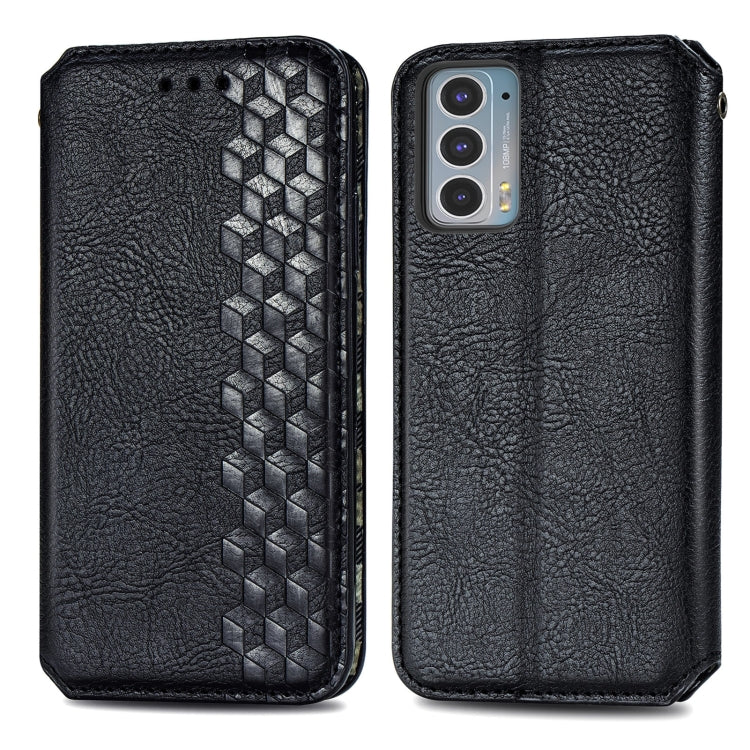 For Motorola Edge 20 Cubic Grid Pressed Horizontal Flip Magnetic PU Leather Case with Holder & Card Slots & Wallet(Black) - Motorola Cases by buy2fix | Online Shopping UK | buy2fix