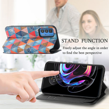 For Motorola Edge 20 Pro Colorful Magnetic Horizontal Flip PU Leather Case with Holder & Card Slot & Wallet(Rhombus Mandala) - Motorola Cases by buy2fix | Online Shopping UK | buy2fix