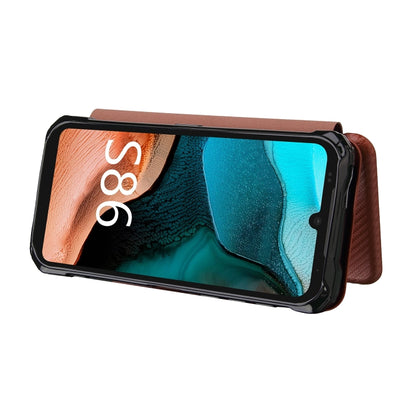 For Doogee S86 / S86 Pro Carbon Fiber Texture Horizontal Flip TPU + PC + PU Leather Case with Card Slot(Brown) - More Brand by buy2fix | Online Shopping UK | buy2fix