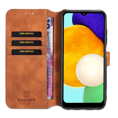 For Samsung Galaxy A03s 166mm DG.MING Retro Oil Side Horizontal Flip Leather Case with Holder & Card Slots & Wallet(Brown) - Galaxy Phone Cases by DG.MING | Online Shopping UK | buy2fix