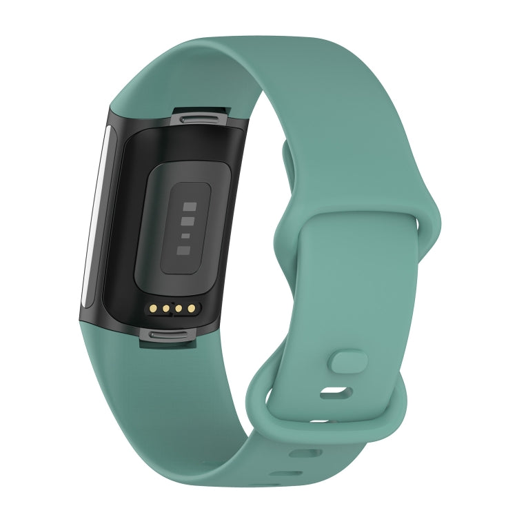 For Fitbit Charge 5 Silicone Watch Band, Size:S(Pine Needle Green) - Watch Bands by buy2fix | Online Shopping UK | buy2fix