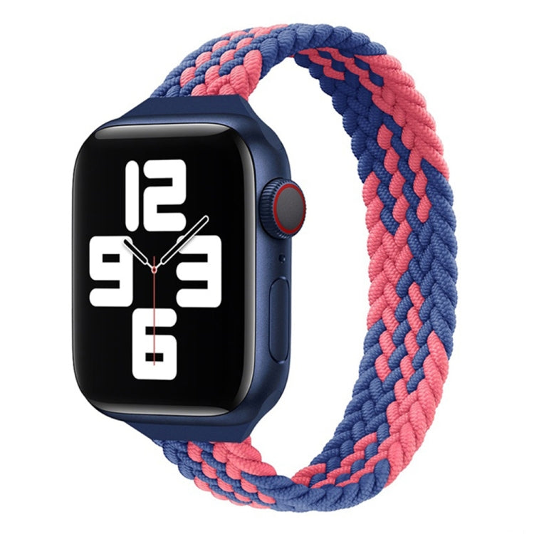 Small Waist Single Loop Nylon Braid Watch Band For Apple Watch Ultra 49mm&Watch Ultra 2 49mm / Series 9&8&7 45mm / SE 3&SE 2&6&SE&5&4 44mm / 3&2&1 42mm, Size:M 155mm(Z Pattern-Blue Pink) - Watch Bands by buy2fix | Online Shopping UK | buy2fix