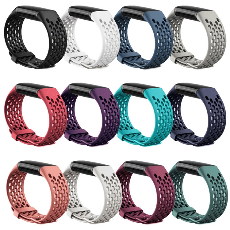 For Fitbit Charge 5 Silicone Hole Watch Band(Pink) - Watch Bands by buy2fix | Online Shopping UK | buy2fix