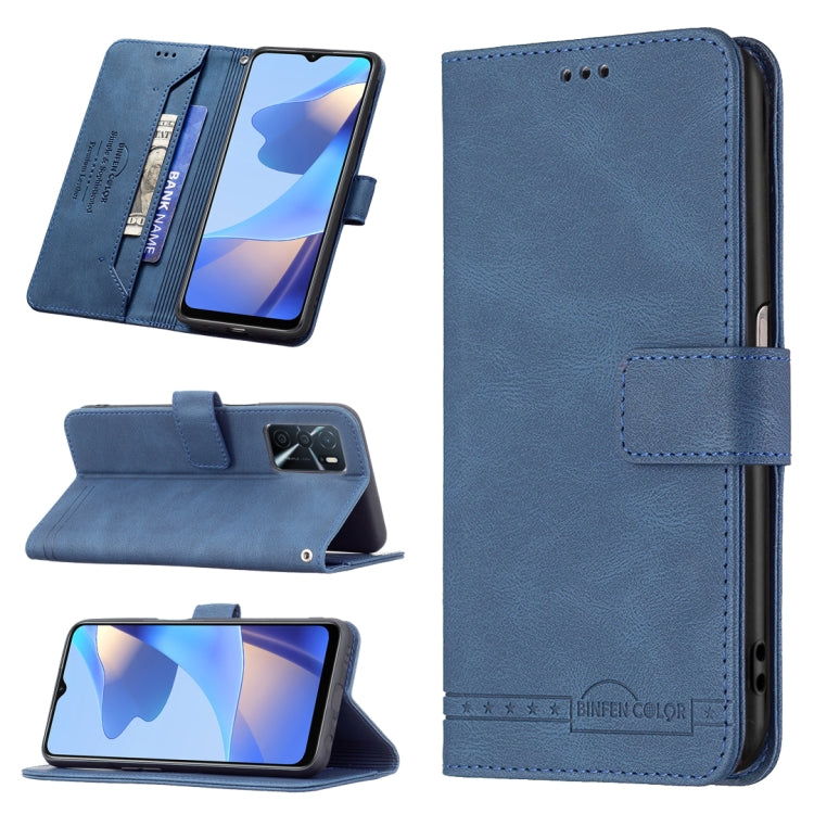 For OPPO A16/ A16s/ A54s/ A55 5G/ A53s 5G Magnetic Clasp RFID Blocking Anti-Theft Leather Case with Holder & Card Slots & Wallet(Blue) - OPPO Cases by buy2fix | Online Shopping UK | buy2fix