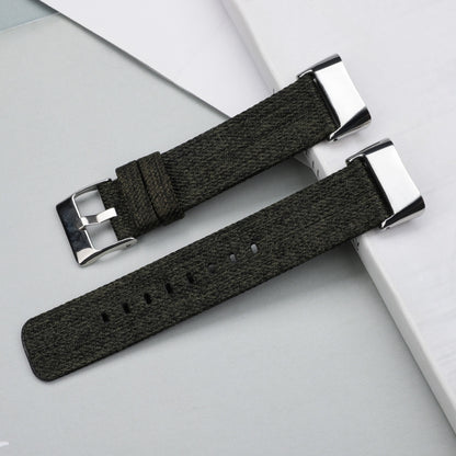 For Fitbit Charge 5 Nylon Canvas Watch Band(Dark Green) - Watch Bands by buy2fix | Online Shopping UK | buy2fix