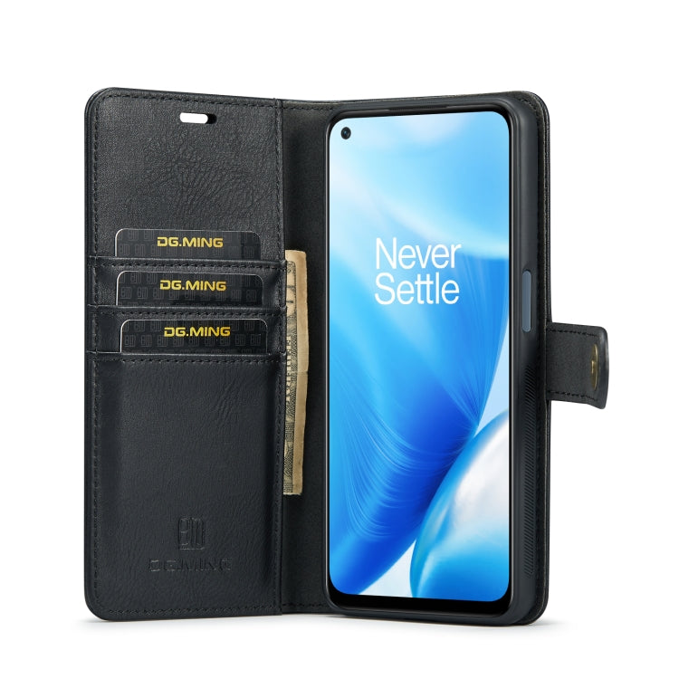 For OnePlus Nord 2 5G DG.MING Crazy Horse Texture Flip Detachable Magnetic Leather Case with Holder & Card Slots & Wallet(Black) - OnePlus Cases by DG.MING | Online Shopping UK | buy2fix