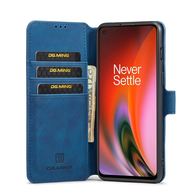 For OnePlus Nord 2 DG.MING Retro Oil Side Horizontal Flip Leather Case with Holder & Card Slots & Wallet(Blue) - OnePlus Cases by DG.MING | Online Shopping UK | buy2fix