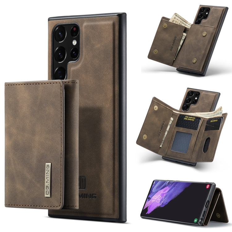 For Samsung Galaxy S22 Ultra 5G DG.MING M1 Series 3-Fold Multi Card Wallet Phone Case(Coffee) - Galaxy S22 Ultra 5G Cases by DG.MING | Online Shopping UK | buy2fix