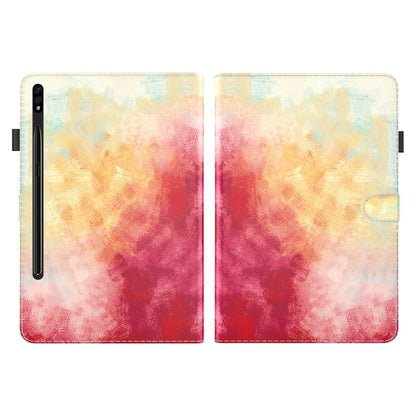 For Samsung Galaxy Tab S9+ Watercolor Pattern Flip Leather Tablet Case(Spring Cherry) - Galaxy Tab S9+ Cases by buy2fix | Online Shopping UK | buy2fix