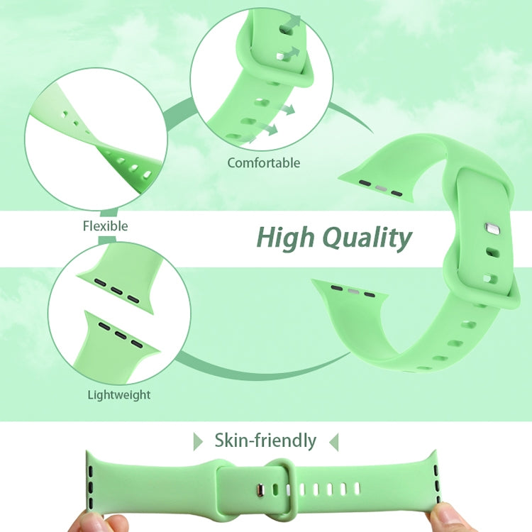 Butterfly Buckle Silicone Watch Band, Size: L For Apple Watch Ultra 49mm&Watch Ultra 2 49mm / Series 9&8&7 45mm / SE 3&SE 2&6&SE&5&4 44mm / 3&2&1 42mm(Duck Green) - Watch Bands by buy2fix | Online Shopping UK | buy2fix