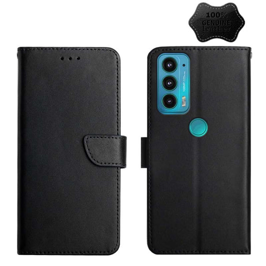 For Motorola Moto Edge 20 Genuine Leather Fingerprint-proof Horizontal Flip Phone Case(Black) - Motorola Cases by buy2fix | Online Shopping UK | buy2fix