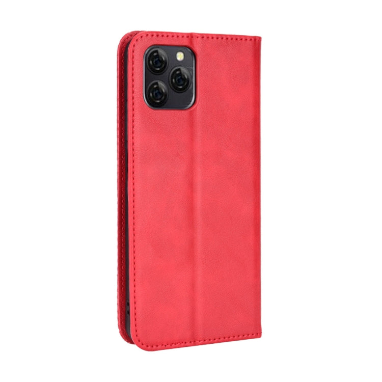 For Blackview A95 Magnetic Buckle Retro Texture Leather Phone Case(Red) - More Brand by buy2fix | Online Shopping UK | buy2fix