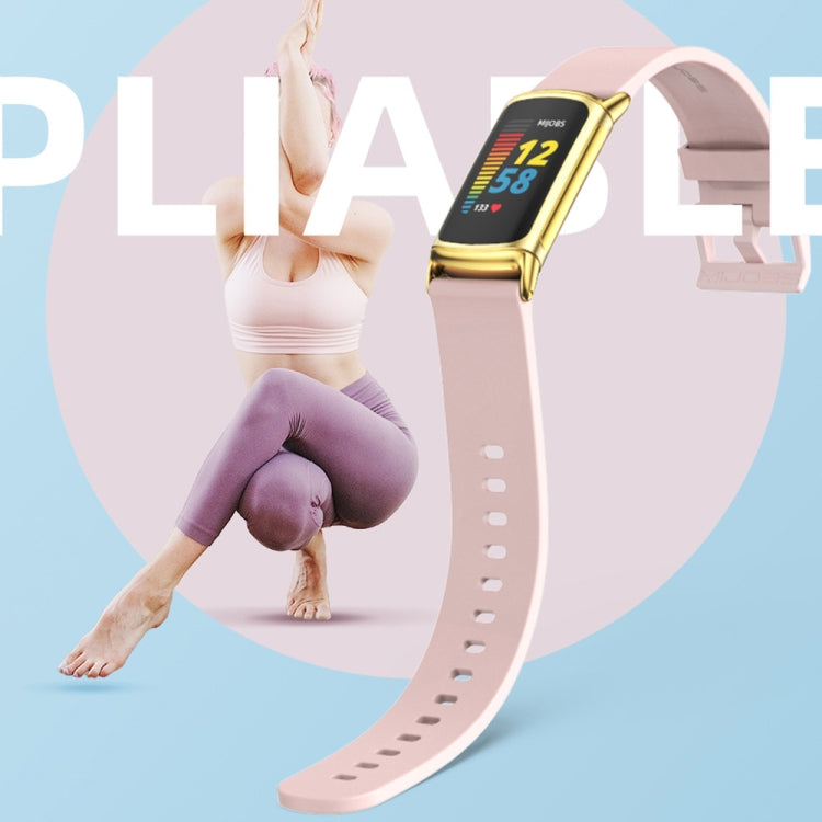 For Fitbit Charge 5 Mijobs Soft Silicone  Watch Band(Pink+Gold) - Watch Bands by MIJOBS | Online Shopping UK | buy2fix