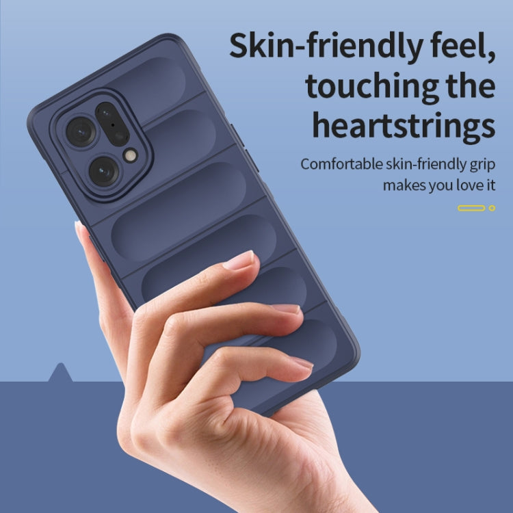 For OPPO Find X5 Magic Shield TPU + Flannel Phone Case(Dark Blue) - OPPO Cases by buy2fix | Online Shopping UK | buy2fix