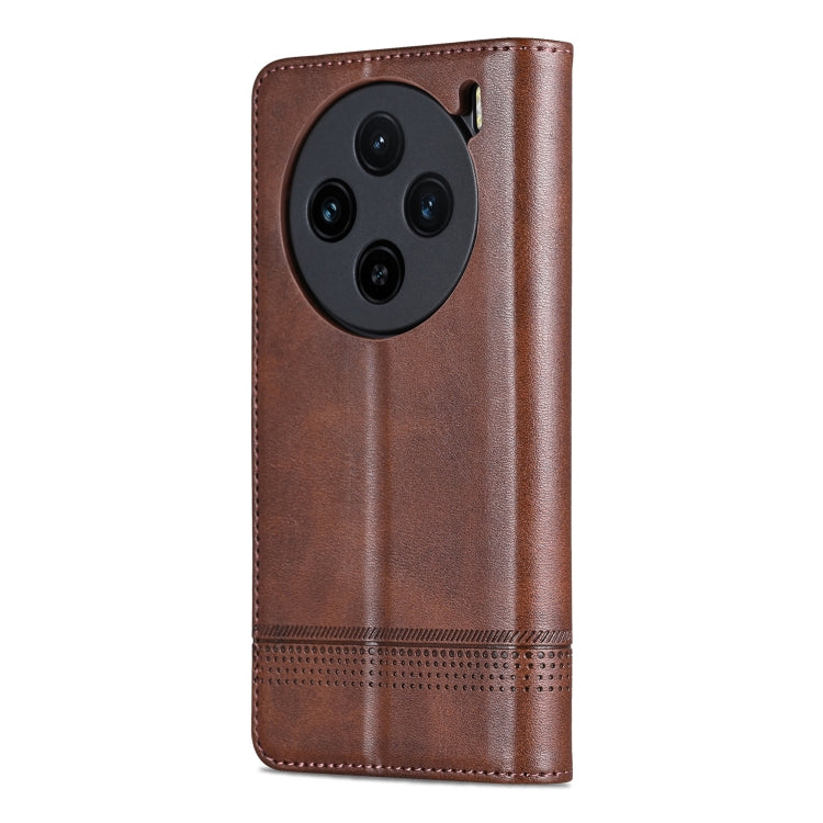 For vivo X100 AZNS Magnetic Calf Texture Leather Phone Case(Dark Brown) - X100 Cases by AZNS | Online Shopping UK | buy2fix