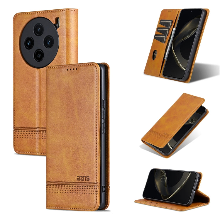 For vivo X100 AZNS Magnetic Calf Texture Leather Phone Case(Light Brown) - X100 Cases by AZNS | Online Shopping UK | buy2fix