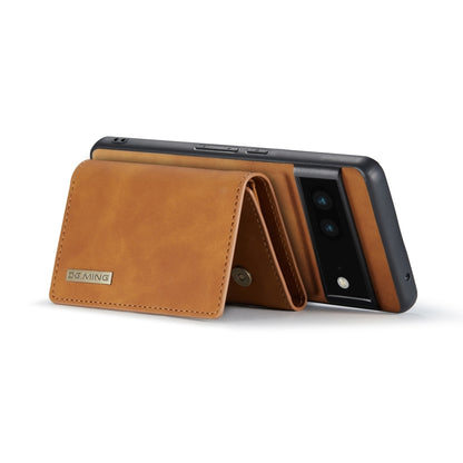 For Google Pixel 6A DG.MING M1 Series 3-Fold Multi Card Wallet + Magnetic Phone Case(Brown) - Google Cases by DG.MING | Online Shopping UK | buy2fix