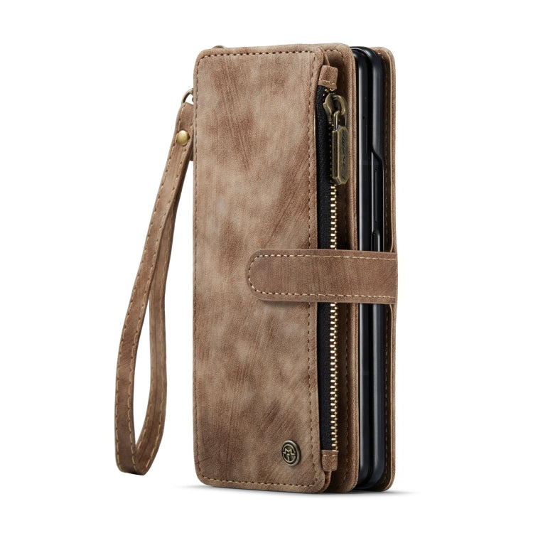 For Samsung Galaxy Z Fold6 5G CaseMe C30 Multifunctional Card Slots Zipper Phone Leather Phone Case(Brown) - Galaxy Z Fold6 5G Cases by CaseMe | Online Shopping UK | buy2fix