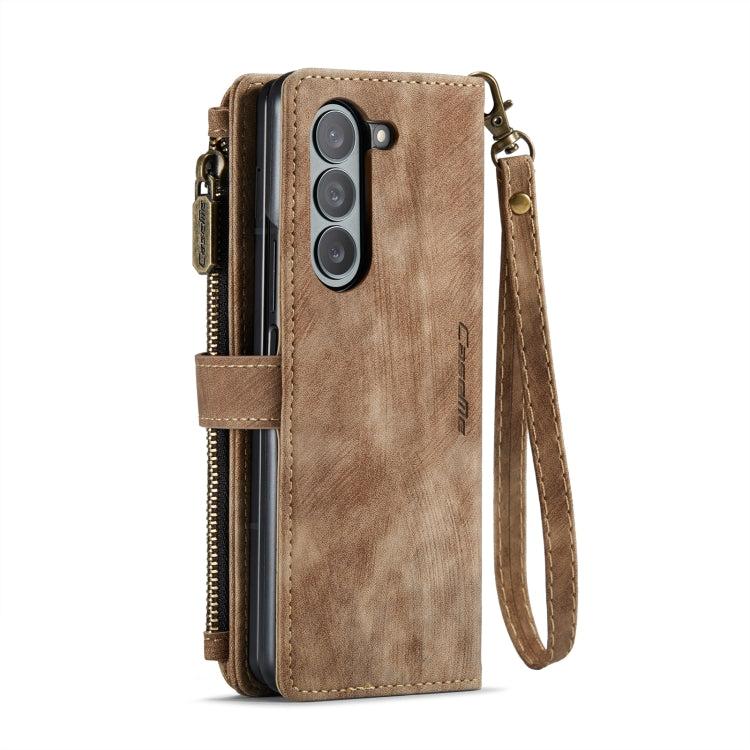 For Samsung Galaxy Z Fold6 5G CaseMe C30 Multifunctional Card Slots Zipper Phone Leather Phone Case(Brown) - Galaxy Z Fold6 5G Cases by CaseMe | Online Shopping UK | buy2fix