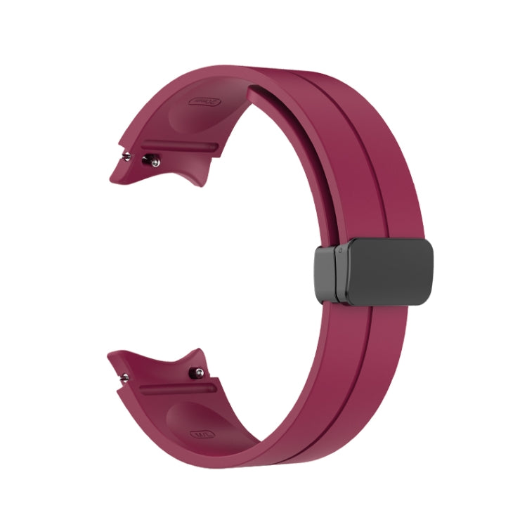 For Samsung Galaxy Watch5 40mm / 44mm / Pro 45mm Folding Buckle Silicone Watch Band(Wine Red) - Watch Bands by buy2fix | Online Shopping UK | buy2fix