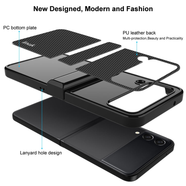 For Samsung Galaxy Z Flip4 5G IMAK Ruiyi Series Carbon Fiber PU + PC Phone Case(Black) - Galaxy Z Flip4 5G Cases by imak | Online Shopping UK | buy2fix