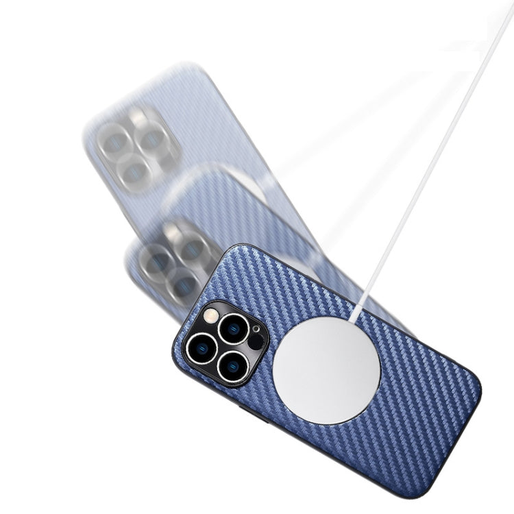 For iPhone 12 MagSafe Magnetic Carbon Fiber Texture Phone Case(Blue) - iPhone 12 / 12 Pro Cases by buy2fix | Online Shopping UK | buy2fix