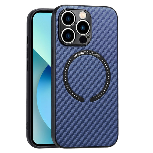 For iPhone 12 Pro MagSafe Magnetic Carbon Fiber Texture Phone Case(Blue) - iPhone 12 / 12 Pro Cases by buy2fix | Online Shopping UK | buy2fix
