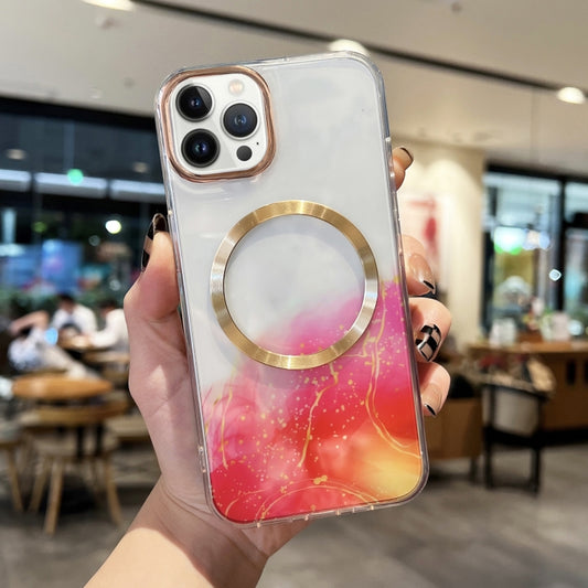 For iPhone 11 Pro Max Marble MagSafe Clear Phone Case (Red) - iPhone 11 Pro Max Cases by buy2fix | Online Shopping UK | buy2fix