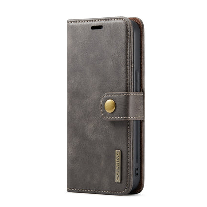 For iPhone 14 DG.MING Crazy Horse Texture Detachable Magnetic Leather Case(Grey) - iPhone 14 Cases by DG.MING | Online Shopping UK | buy2fix