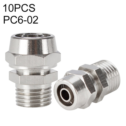 PC6-02 LAIZE 10pcs Nickel Plated Copper Pneumatic Quick Fitting Connector - Interface Series by LAIZE | Online Shopping UK | buy2fix