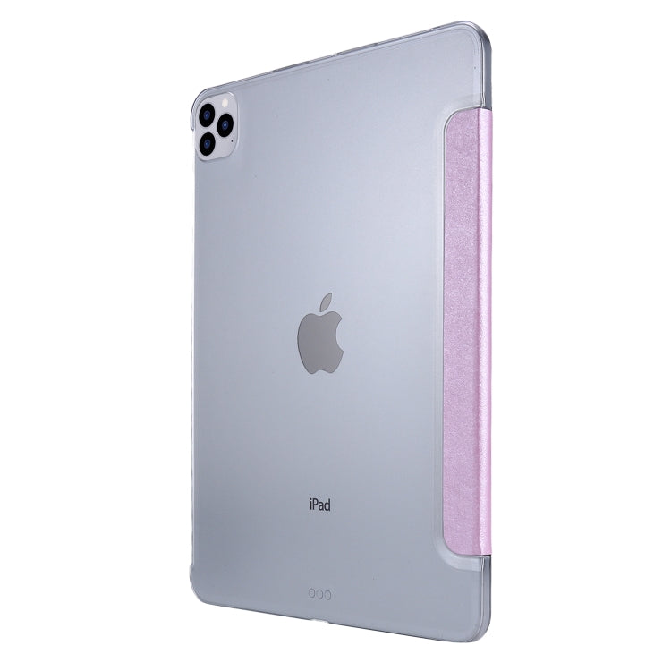 For iPad Air 13 2024 / Pro 12.9 2020 TPU Silk Texture Three-fold Horizontal Flip Leather Tablet Case with Holder(Light Purple) - iPad Pro 12.9 (2020) Cases by buy2fix | Online Shopping UK | buy2fix