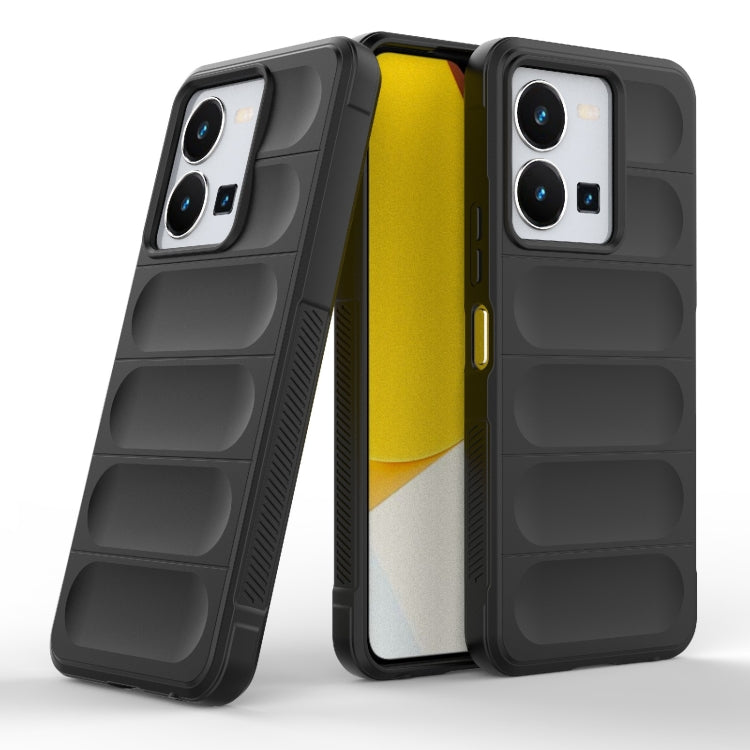 For vivo Y35 4G Global Magic Shield TPU + Flannel Phone Case(Black) - vivo Cases by buy2fix | Online Shopping UK | buy2fix