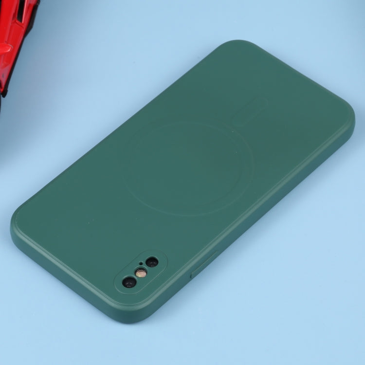 For iPhone XS Max Liquid Silicone Full Coverage Shockproof Magsafe Phone Case(Deep Green) - More iPhone Cases by buy2fix | Online Shopping UK | buy2fix